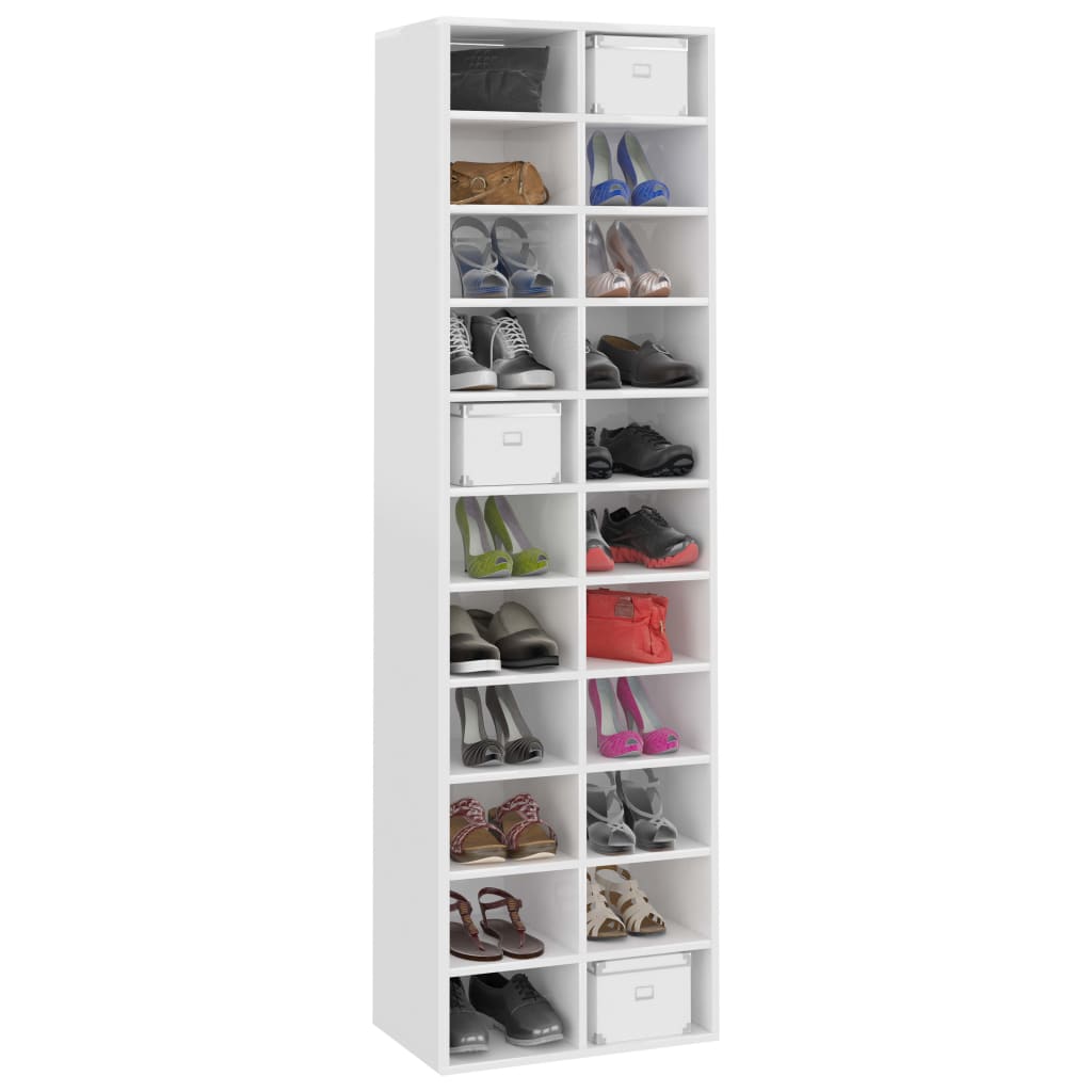 Shoe Cabinet High Gloss White 54x34x183 cm Chipboard- Shoe Racks & Organisers - HomeShopIreland - Home Shop Ireland - Shoe Racks & Organisers - Shoe Cabinet High Gloss White 54x34x183 cm Chipboard