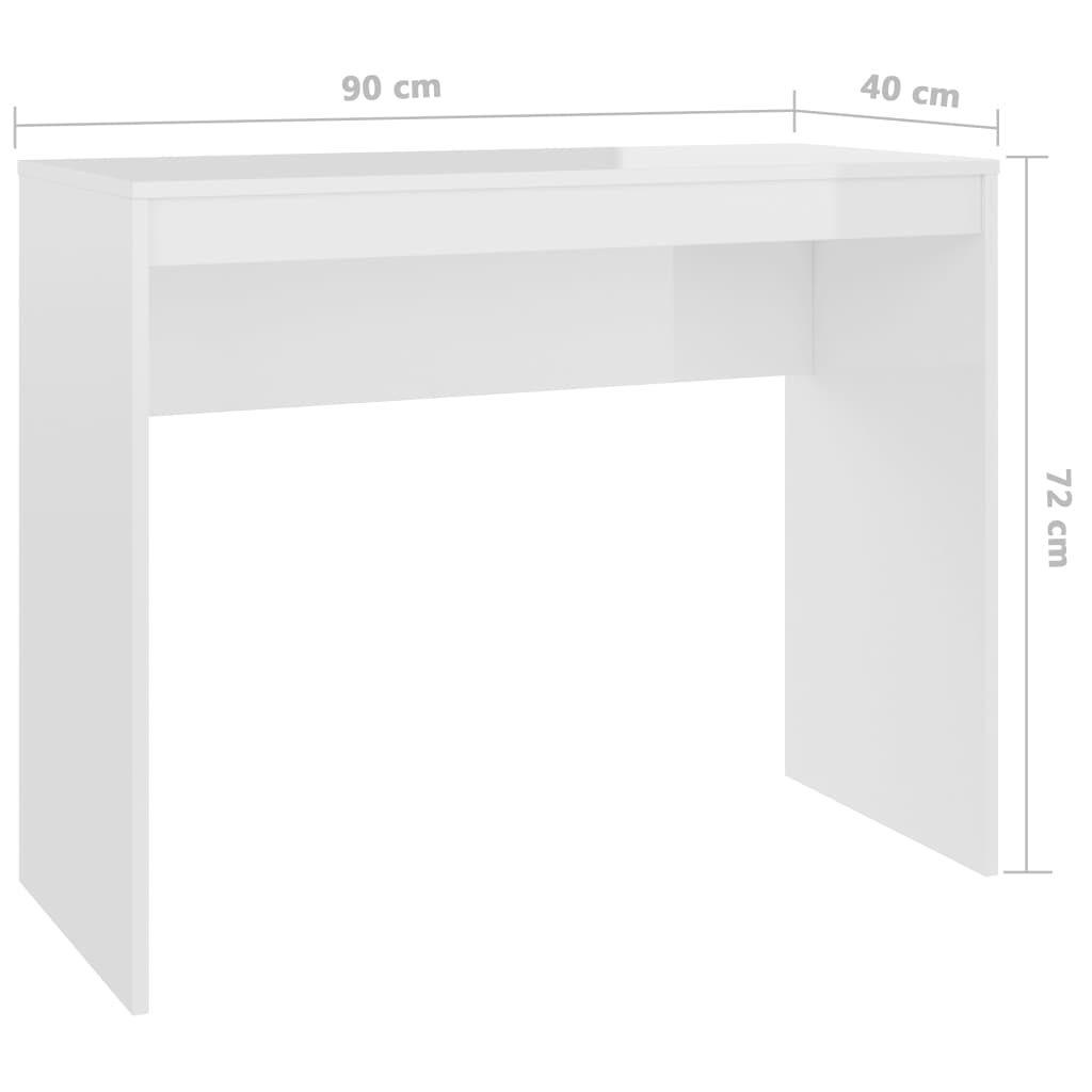 Desk High Gloss White 90x40x72 cm Chipboard- Desks - HomeShopIreland - Home Shop Ireland - Desks - Desk High Gloss White 90x40x72 cm Chipboard
