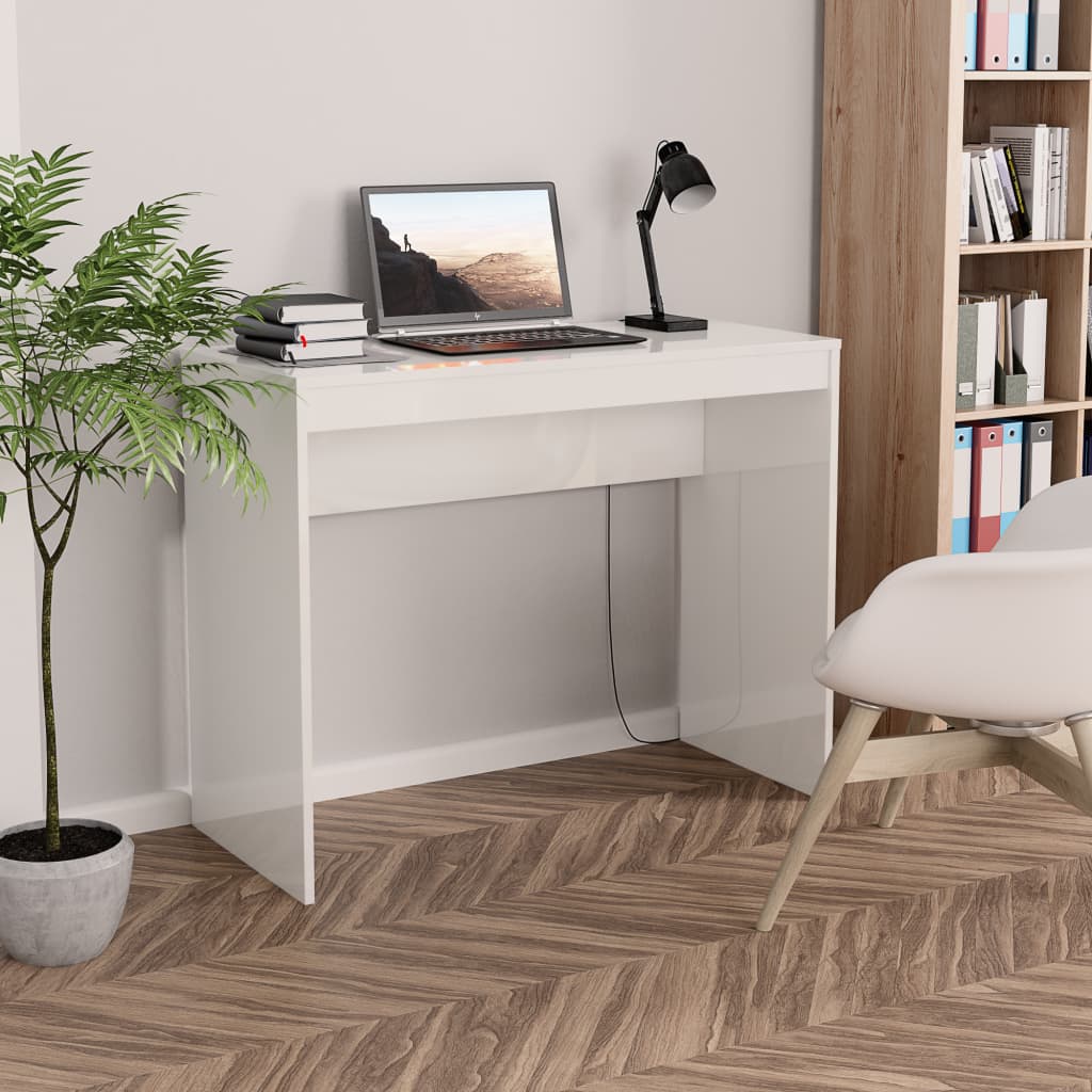 Desk High Gloss White 90x40x72 cm Chipboard- Desks - HomeShopIreland - Home Shop Ireland - Desks - Desk High Gloss White 90x40x72 cm Chipboard