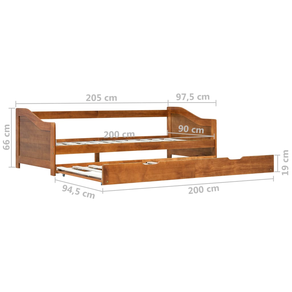 Pull-out Sofa Bed Frame Honey Brown Pinewood 90x200 cm- Beds & Bed Frames - HomeShopIreland - Home Shop Ireland - Beds & Bed Frames - Pull-out Sofa Bed Frame Honey Brown Pinewood 90x200 cm