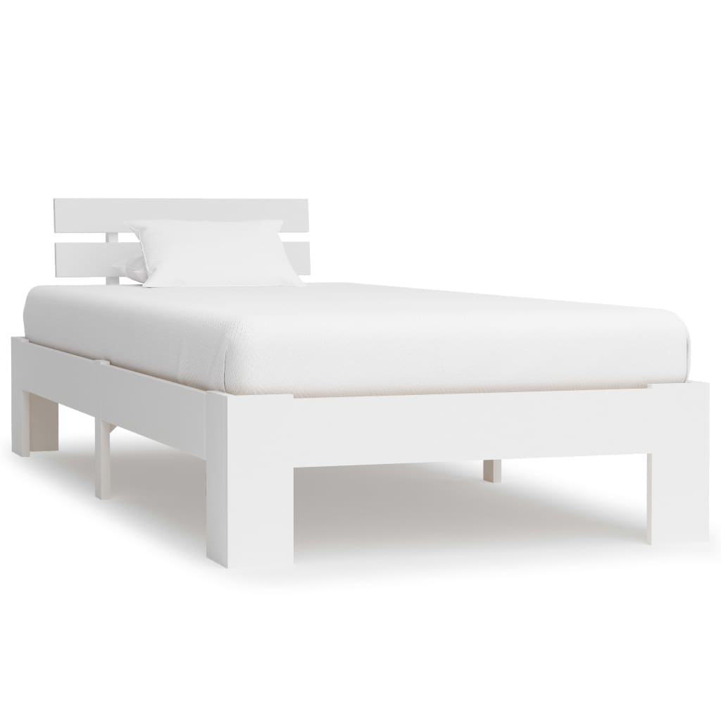 Bed Frame White Solid Pine Wood 100x200 cm- Beds & Bed Frames - HomeShopIreland - Home Shop Ireland - Beds & Bed Frames - Bed Frame White Solid Pine Wood 100x200 cm
