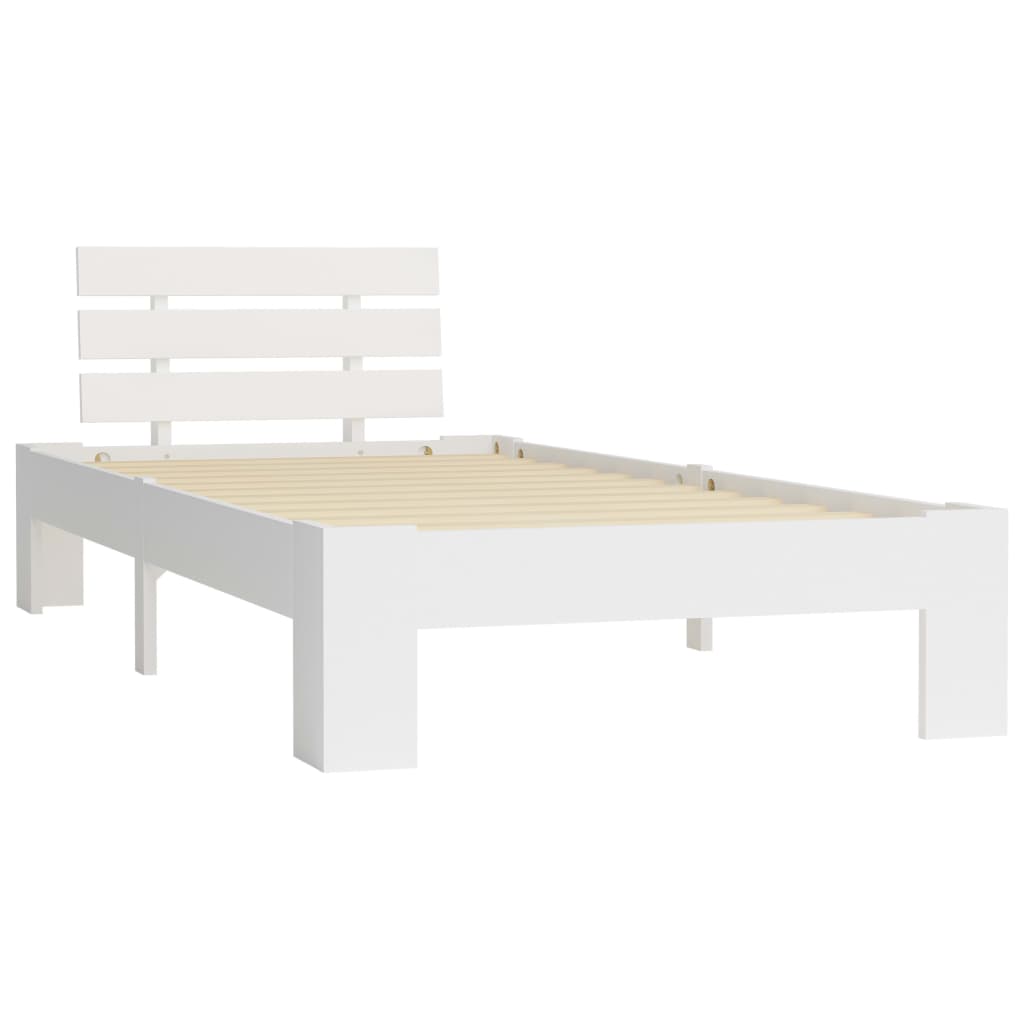 Bed Frame White Solid Pine Wood 100x200 cm- Beds & Bed Frames - HomeShopIreland - Home Shop Ireland - Beds & Bed Frames - Bed Frame White Solid Pine Wood 100x200 cm