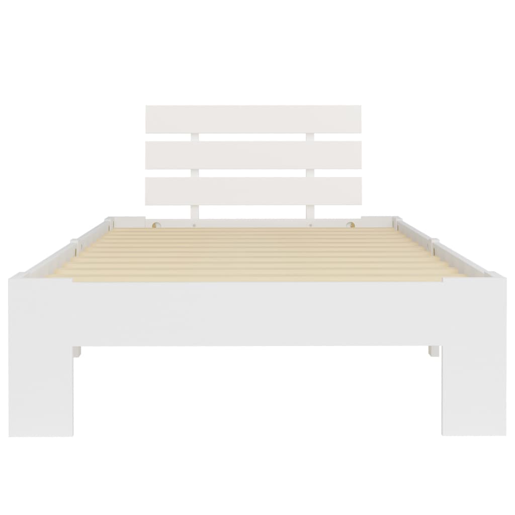 Bed Frame White Solid Pine Wood 100x200 cm- Beds & Bed Frames - HomeShopIreland - Home Shop Ireland - Beds & Bed Frames - Bed Frame White Solid Pine Wood 100x200 cm