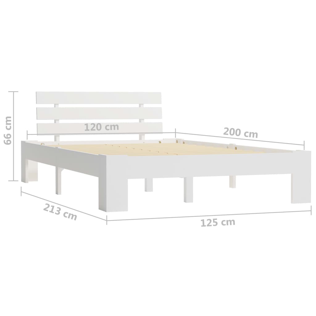 Bed Frame White Solid Pine Wood 120x200 cm- Beds & Bed Frames - HomeShopIreland - Home Shop Ireland - Beds & Bed Frames - Bed Frame White Solid Pine Wood 120x200 cm