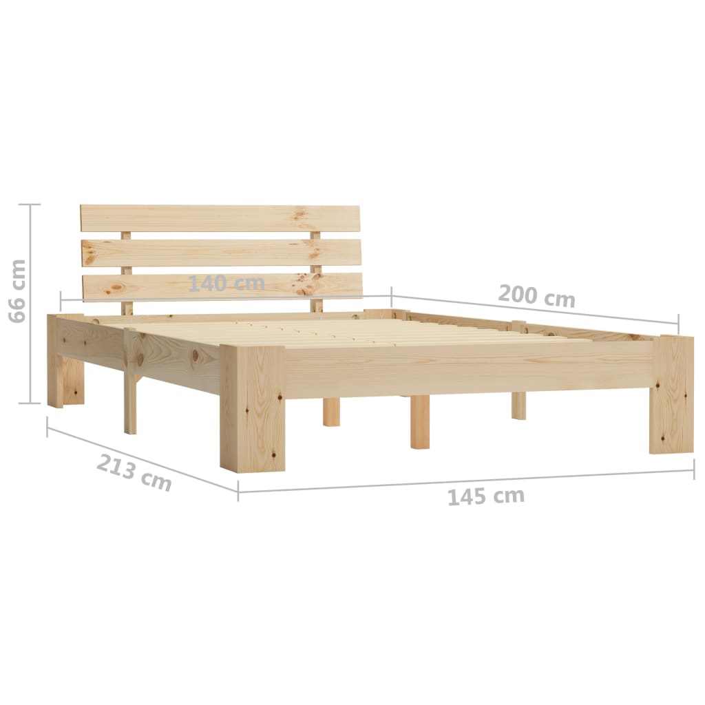 Bed Frame Solid Pine Wood 140x200 cm- Beds & Bed Frames - HomeShopIreland - Home Shop Ireland - Beds & Bed Frames - Bed Frame Solid Pine Wood 140x200 cm