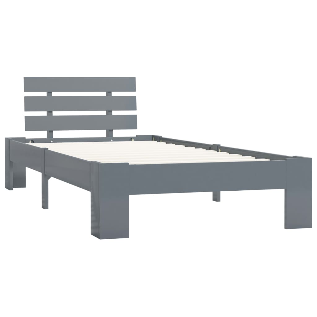 Bed Frame Grey Solid Pine Wood 100x200 cm- Beds & Bed Frames - HomeShopIreland - Home Shop Ireland - Beds & Bed Frames - Bed Frame Grey Solid Pine Wood 100x200 cm