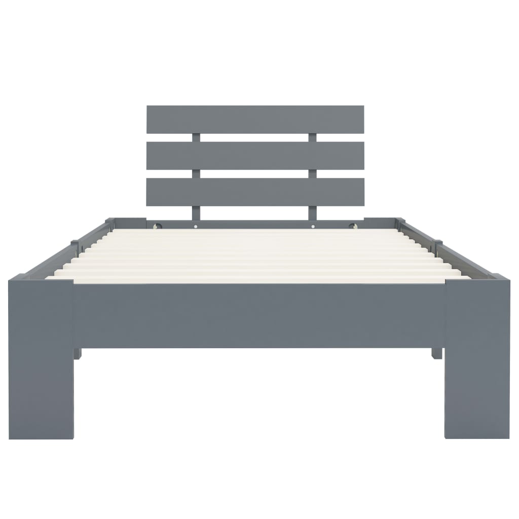 Bed Frame Grey Solid Pine Wood 100x200 cm- Beds & Bed Frames - HomeShopIreland - Home Shop Ireland - Beds & Bed Frames - Bed Frame Grey Solid Pine Wood 100x200 cm