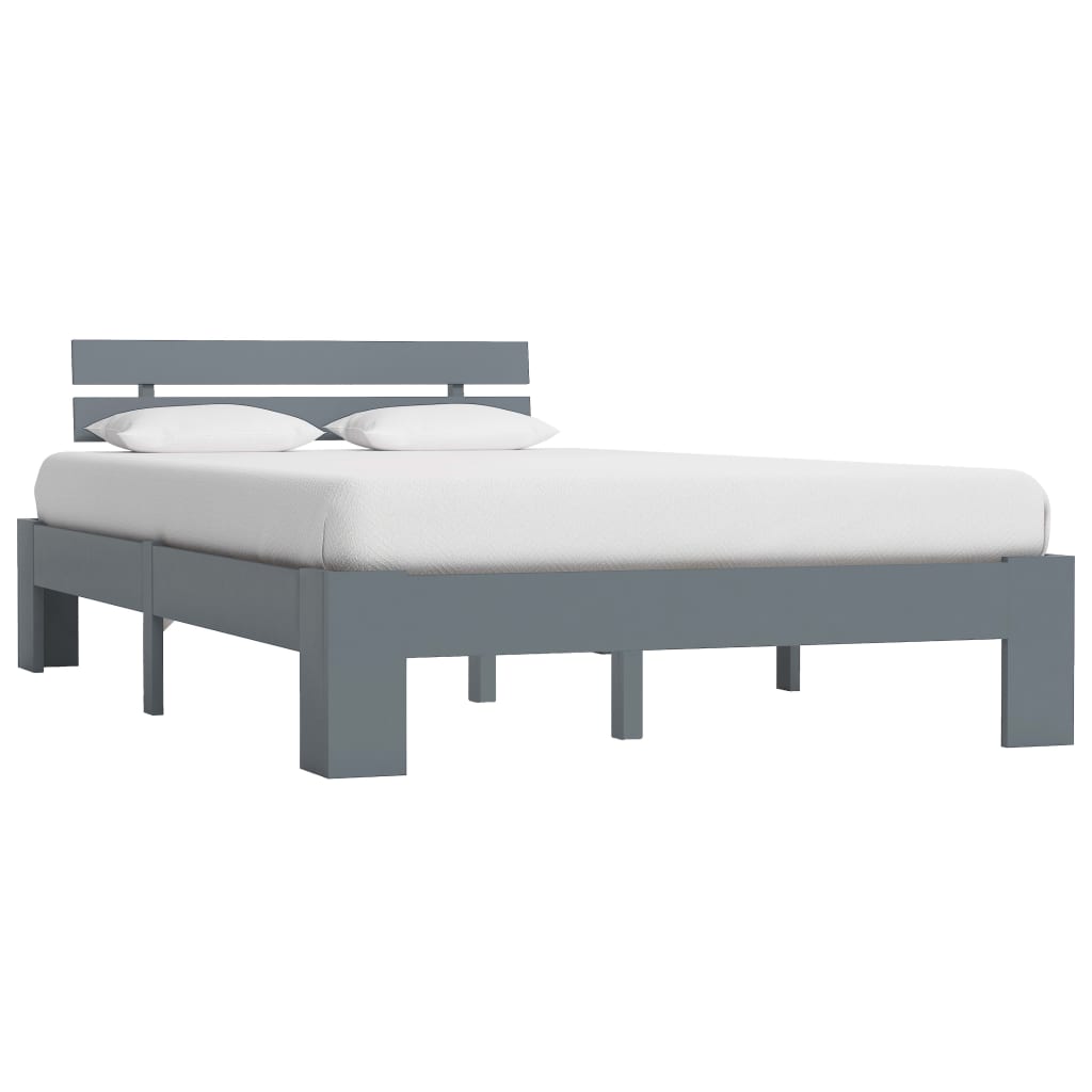 Bed Frame Grey Solid Pine Wood 140x200 cm- Beds & Bed Frames - HomeShopIreland - Home Shop Ireland - Beds & Bed Frames - Bed Frame Grey Solid Pine Wood 140x200 cm