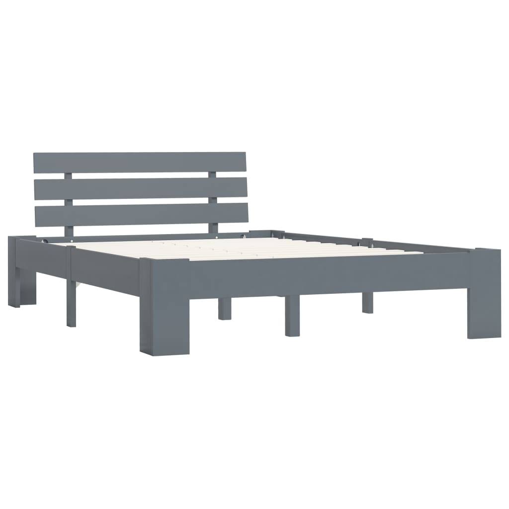Bed Frame Grey Solid Pine Wood 140x200 cm- Beds & Bed Frames - HomeShopIreland - Home Shop Ireland - Beds & Bed Frames - Bed Frame Grey Solid Pine Wood 140x200 cm