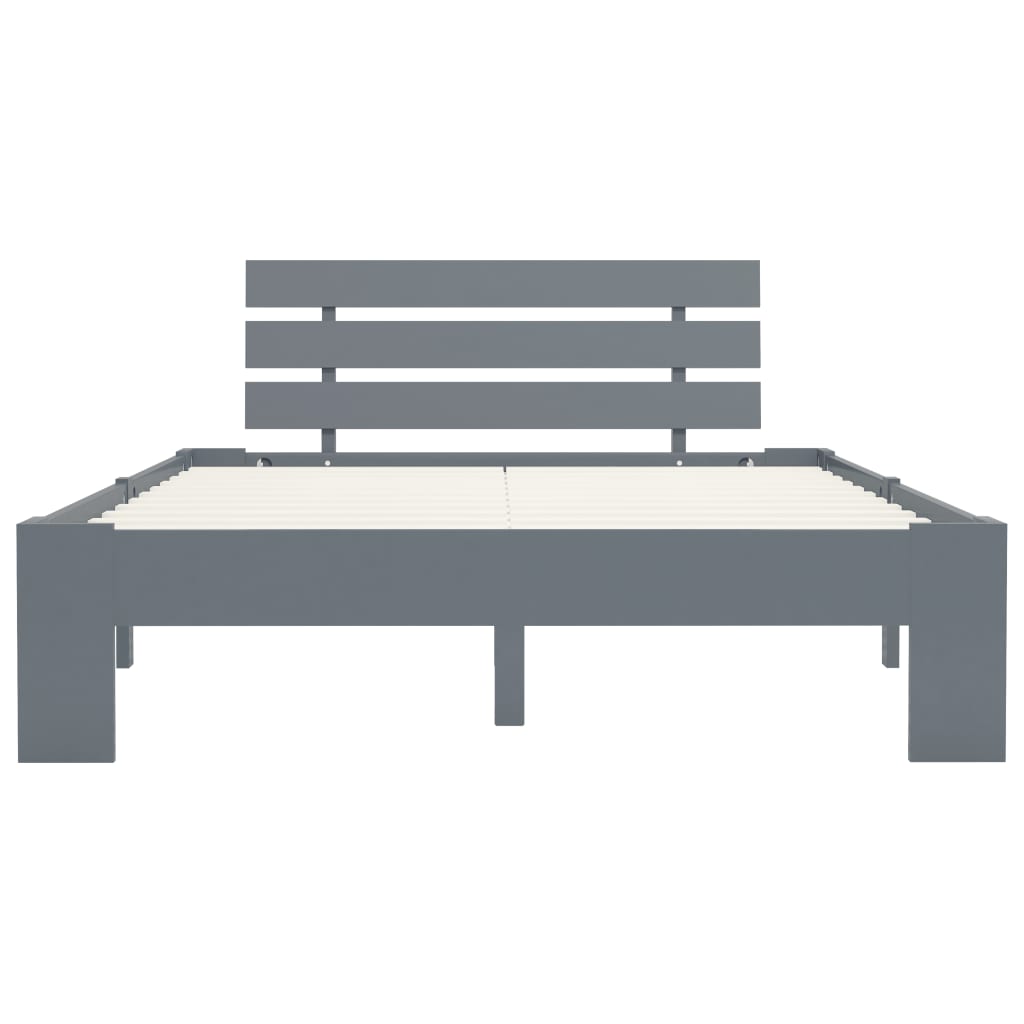 Bed Frame Grey Solid Pine Wood 140x200 cm- Beds & Bed Frames - HomeShopIreland - Home Shop Ireland - Beds & Bed Frames - Bed Frame Grey Solid Pine Wood 140x200 cm