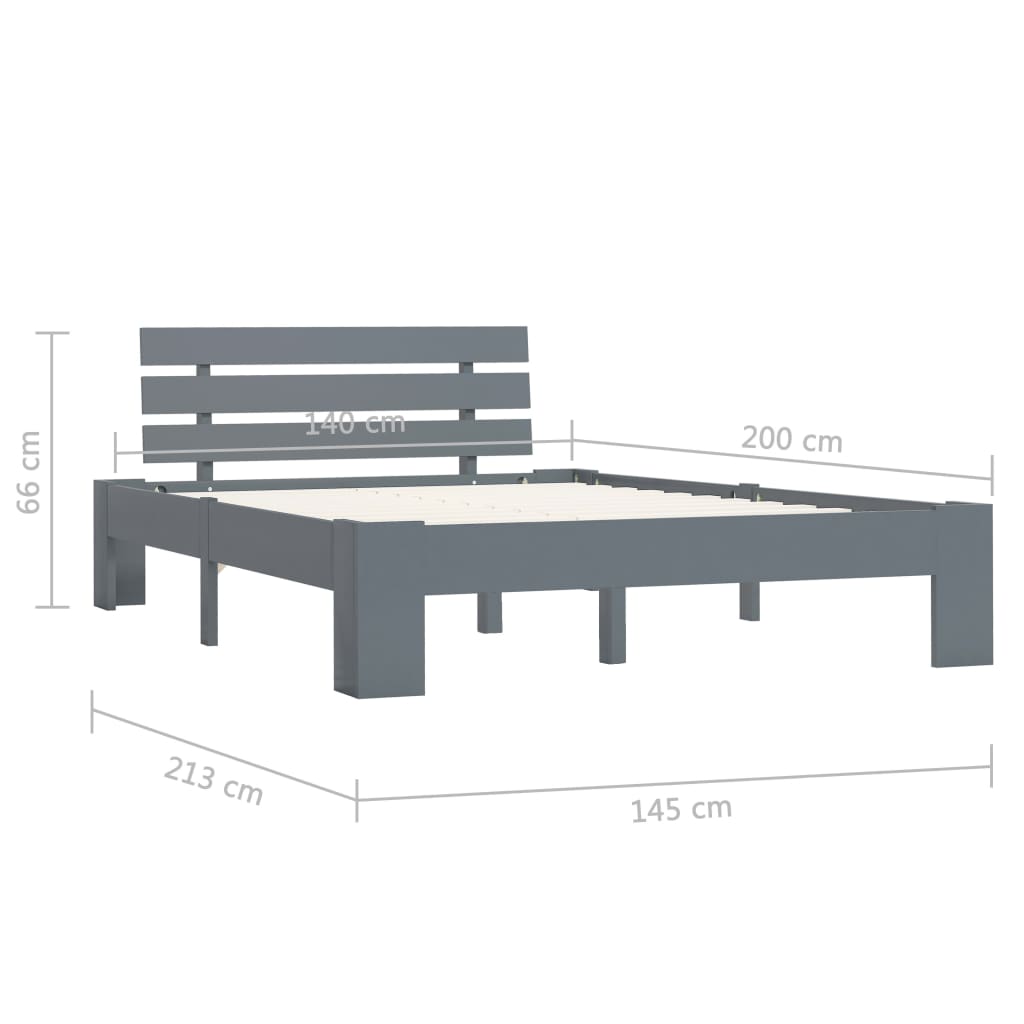 Bed Frame Grey Solid Pine Wood 140x200 cm- Beds & Bed Frames - HomeShopIreland - Home Shop Ireland - Beds & Bed Frames - Bed Frame Grey Solid Pine Wood 140x200 cm