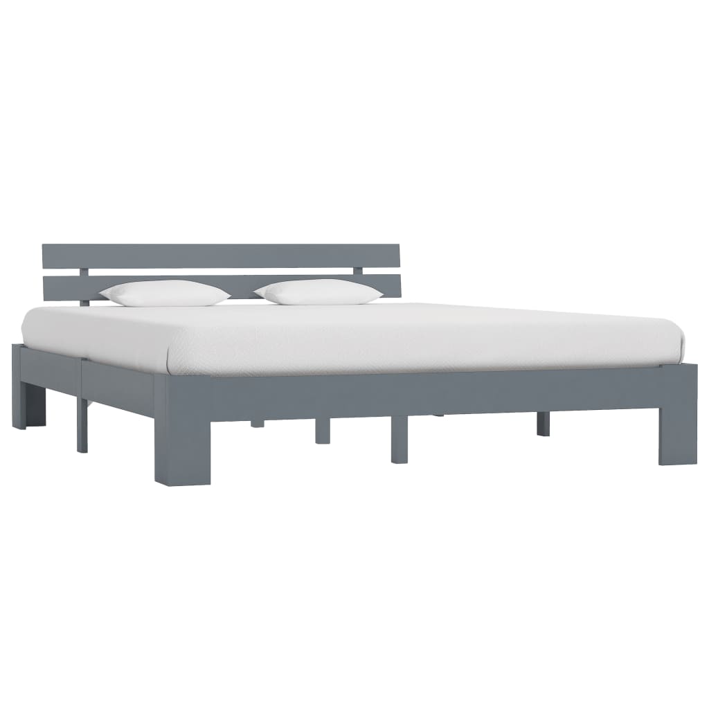 Bed Frame Grey Solid Pine Wood 160x200 cm- Beds & Bed Frames - HomeShopIreland - Home Shop Ireland - Beds & Bed Frames - Bed Frame Grey Solid Pine Wood 160x200 cm