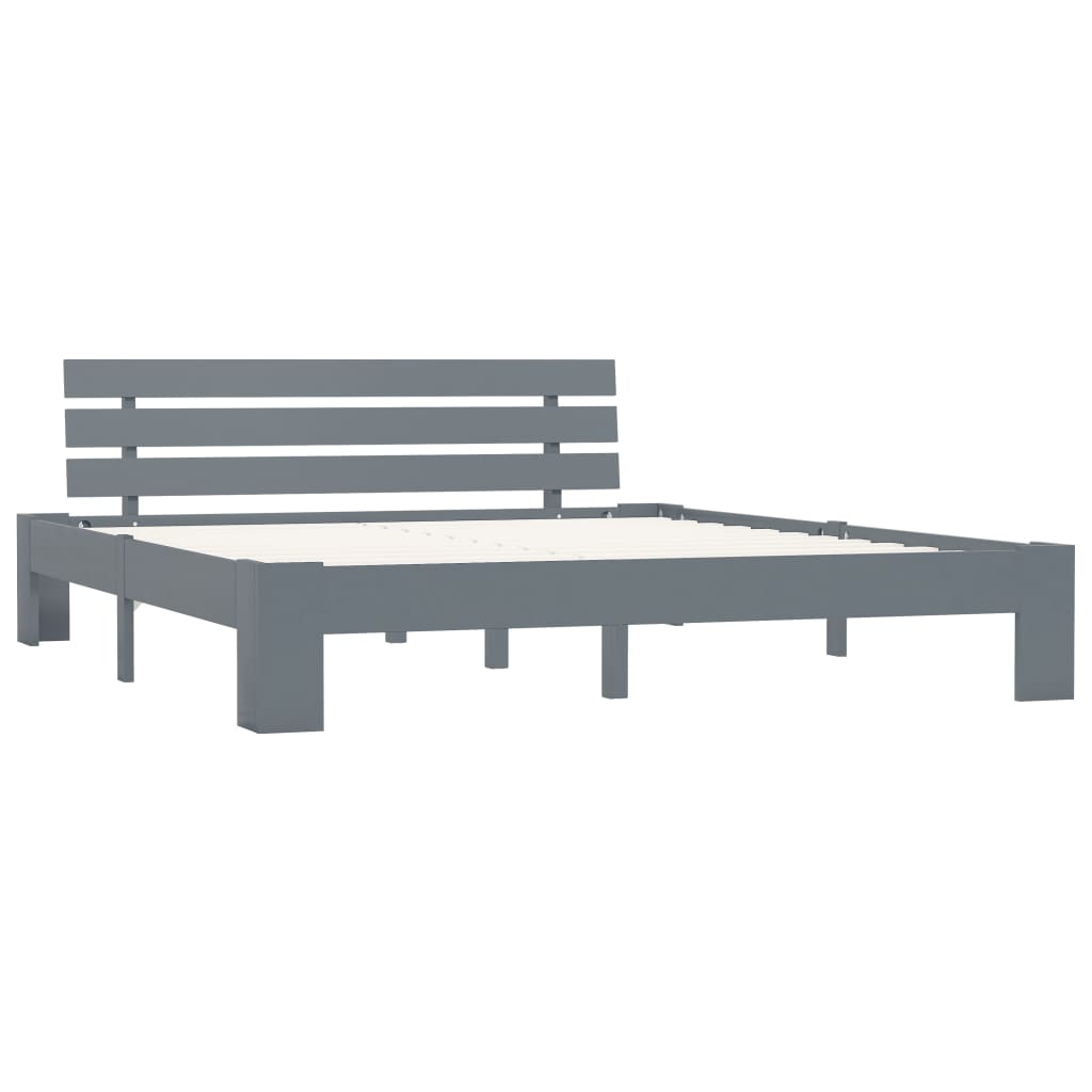 Bed Frame Grey Solid Pine Wood 160x200 cm- Beds & Bed Frames - HomeShopIreland - Home Shop Ireland - Beds & Bed Frames - Bed Frame Grey Solid Pine Wood 160x200 cm