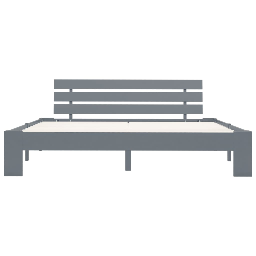 Bed Frame Grey Solid Pine Wood 160x200 cm- Beds & Bed Frames - HomeShopIreland - Home Shop Ireland - Beds & Bed Frames - Bed Frame Grey Solid Pine Wood 160x200 cm