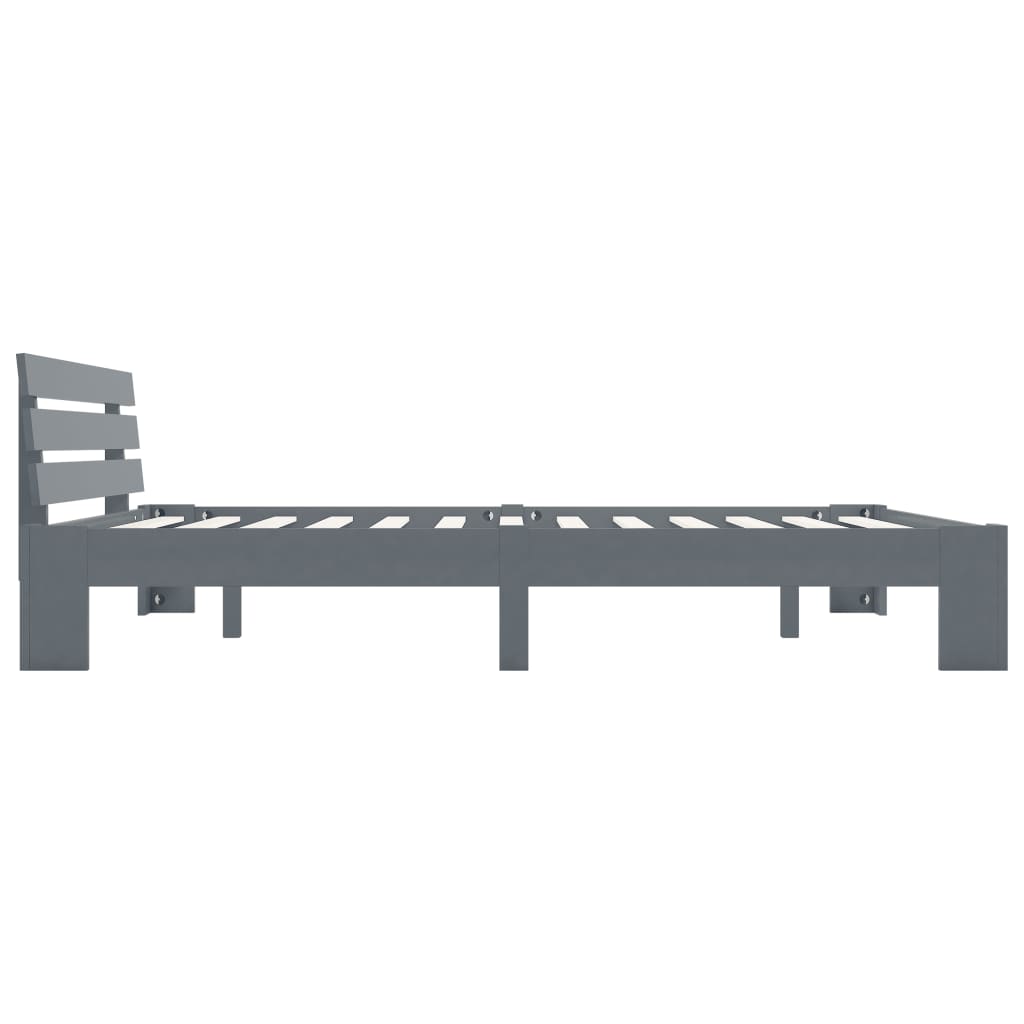 Bed Frame Grey Solid Pine Wood 160x200 cm- Beds & Bed Frames - HomeShopIreland - Home Shop Ireland - Beds & Bed Frames - Bed Frame Grey Solid Pine Wood 160x200 cm