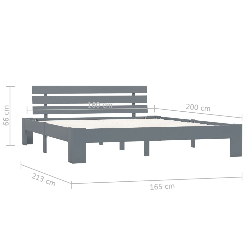 Bed Frame Grey Solid Pine Wood 160x200 cm- Beds & Bed Frames - HomeShopIreland - Home Shop Ireland - Beds & Bed Frames - Bed Frame Grey Solid Pine Wood 160x200 cm