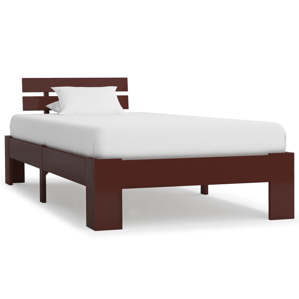 Bed Frame Dark Brown Solid Pine Wood 90x200 cm- Beds & Bed Frames - HomeShopIreland - Home Shop Ireland - Beds & Bed Frames - Bed Frame Dark Brown Solid Pine Wood 90x200 cm