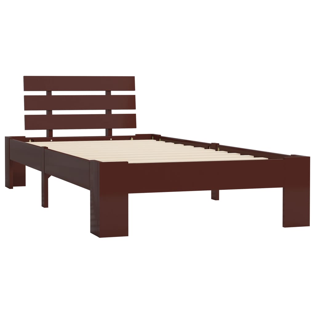 Bed Frame Dark Brown Solid Pine Wood 90x200 cm- Beds & Bed Frames - HomeShopIreland - Home Shop Ireland - Beds & Bed Frames - Bed Frame Dark Brown Solid Pine Wood 90x200 cm