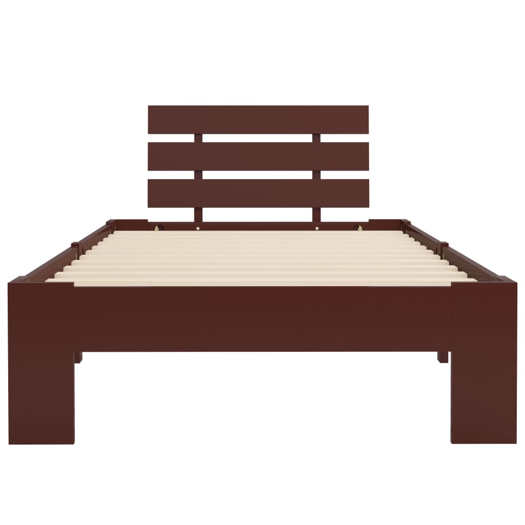 Bed Frame Dark Brown Solid Pine Wood 90x200 cm- Beds & Bed Frames - HomeShopIreland - Home Shop Ireland - Beds & Bed Frames - Bed Frame Dark Brown Solid Pine Wood 90x200 cm