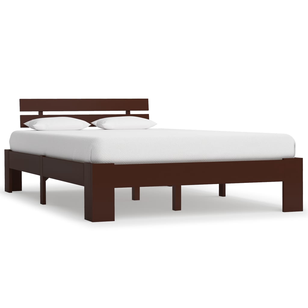 Bed Frame Dark Brown Solid Pine Wood 140x200 cm- Beds & Bed Frames - HomeShopIreland - Home Shop Ireland - Beds & Bed Frames - Bed Frame Dark Brown Solid Pine Wood 140x200 cm