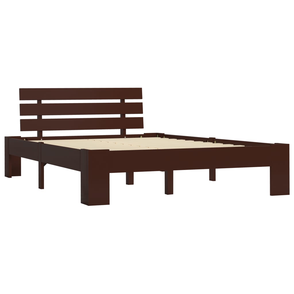 Bed Frame Dark Brown Solid Pine Wood 140x200 cm- Beds & Bed Frames - HomeShopIreland - Home Shop Ireland - Beds & Bed Frames - Bed Frame Dark Brown Solid Pine Wood 140x200 cm