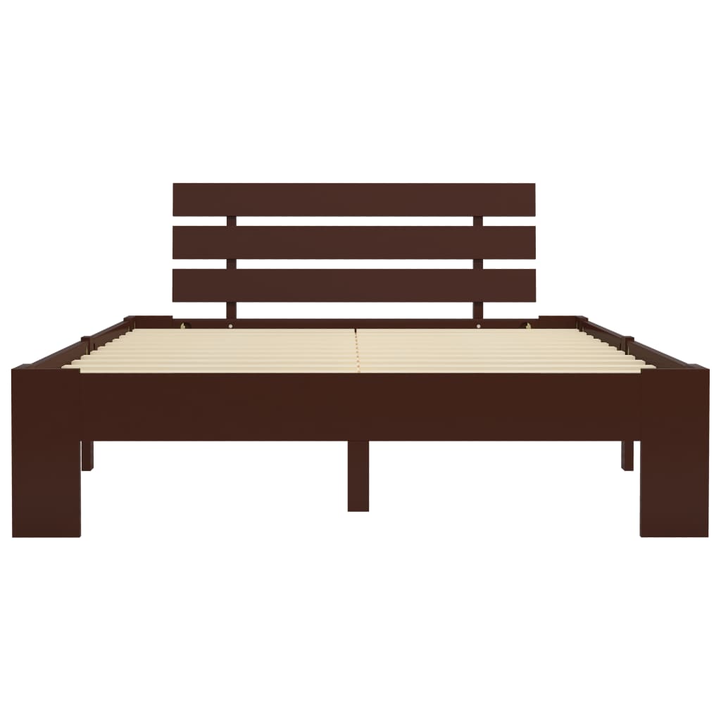 Bed Frame Dark Brown Solid Pine Wood 140x200 cm- Beds & Bed Frames - HomeShopIreland - Home Shop Ireland - Beds & Bed Frames - Bed Frame Dark Brown Solid Pine Wood 140x200 cm