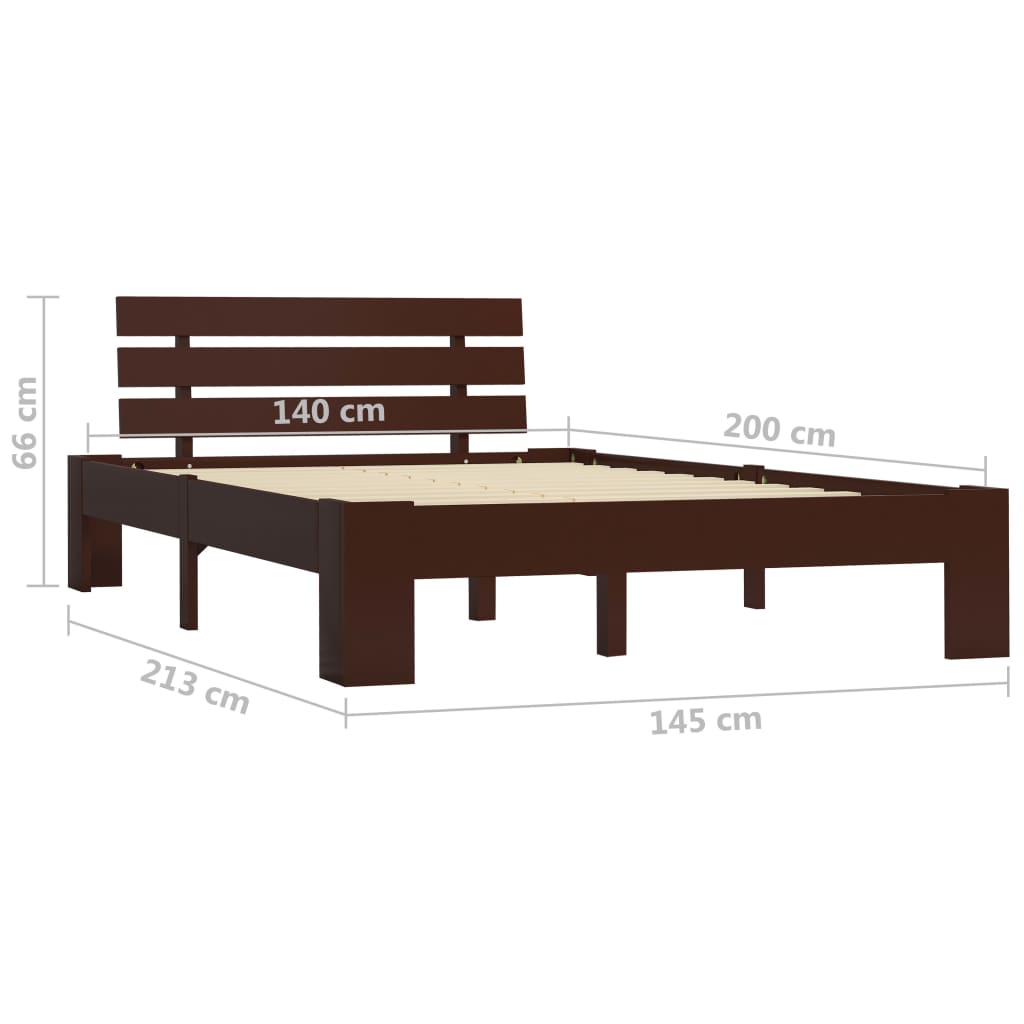 Bed Frame Dark Brown Solid Pine Wood 140x200 cm- Beds & Bed Frames - HomeShopIreland - Home Shop Ireland - Beds & Bed Frames - Bed Frame Dark Brown Solid Pine Wood 140x200 cm