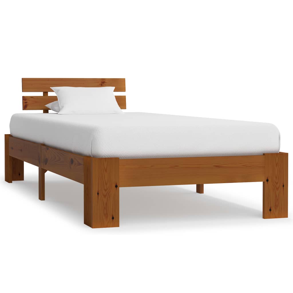 Bed Frame Honey Brown Solid Pine Wood 90x200 cm- Beds & Bed Frames - HomeShopIreland - Home Shop Ireland - Beds & Bed Frames - Bed Frame Honey Brown Solid Pine Wood 90x200 cm