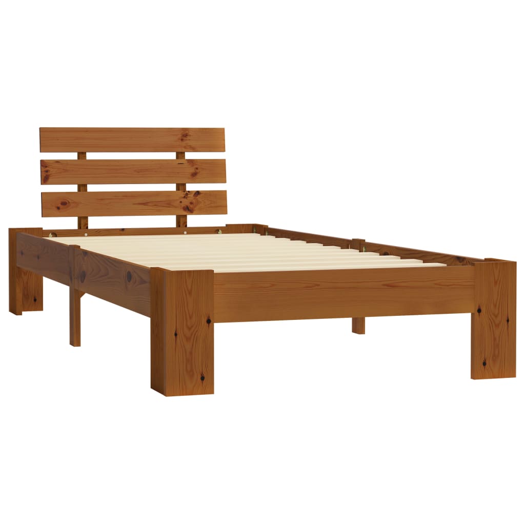 Bed Frame Honey Brown Solid Pine Wood 90x200 cm- Beds & Bed Frames - HomeShopIreland - Home Shop Ireland - Beds & Bed Frames - Bed Frame Honey Brown Solid Pine Wood 90x200 cm