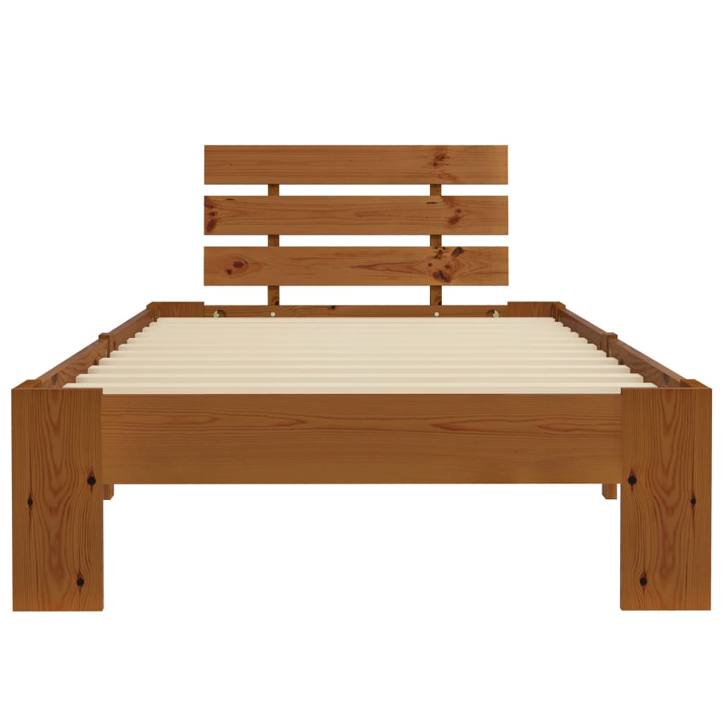 Bed Frame Honey Brown Solid Pine Wood 90x200 cm- Beds & Bed Frames - HomeShopIreland - Home Shop Ireland - Beds & Bed Frames - Bed Frame Honey Brown Solid Pine Wood 90x200 cm