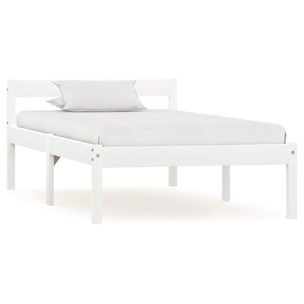Bed Frame White Solid Pine Wood 100x200 cm- Beds & Bed Frames - HomeShopIreland - Home Shop Ireland - Beds & Bed Frames - Bed Frame White Solid Pine Wood 100x200 cm