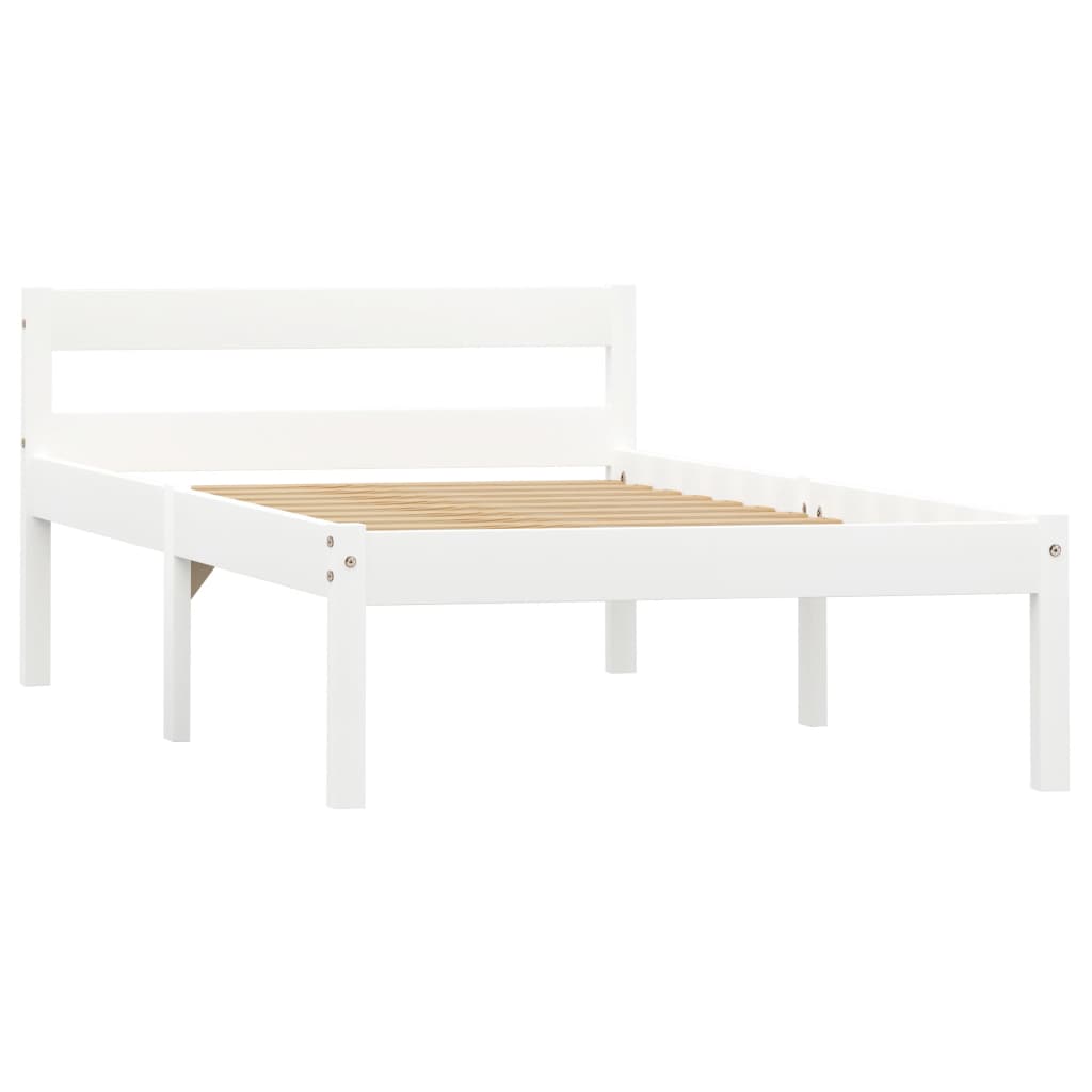 Bed Frame White Solid Pine Wood 100x200 cm- Beds & Bed Frames - HomeShopIreland - Home Shop Ireland - Beds & Bed Frames - Bed Frame White Solid Pine Wood 100x200 cm