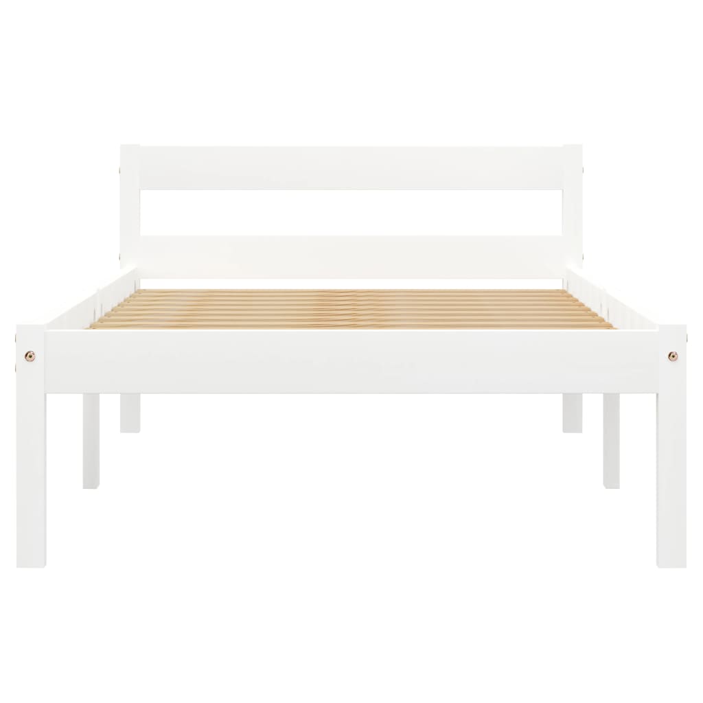 Bed Frame White Solid Pine Wood 100x200 cm- Beds & Bed Frames - HomeShopIreland - Home Shop Ireland - Beds & Bed Frames - Bed Frame White Solid Pine Wood 100x200 cm