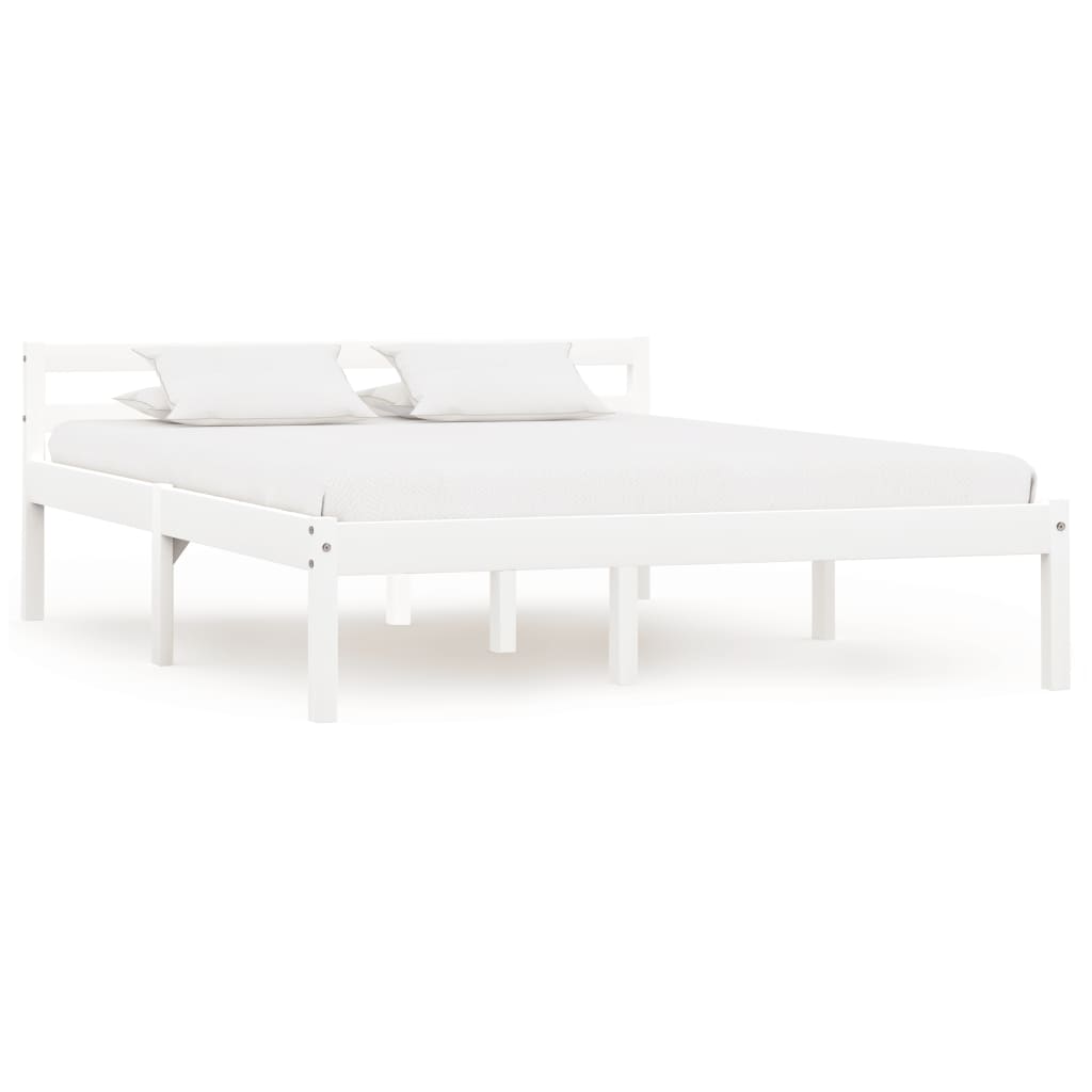 Bed Frame White Solid Pine Wood 140x200 cm- Beds & Bed Frames - HomeShopIreland - Home Shop Ireland - Beds & Bed Frames - Bed Frame White Solid Pine Wood 140x200 cm