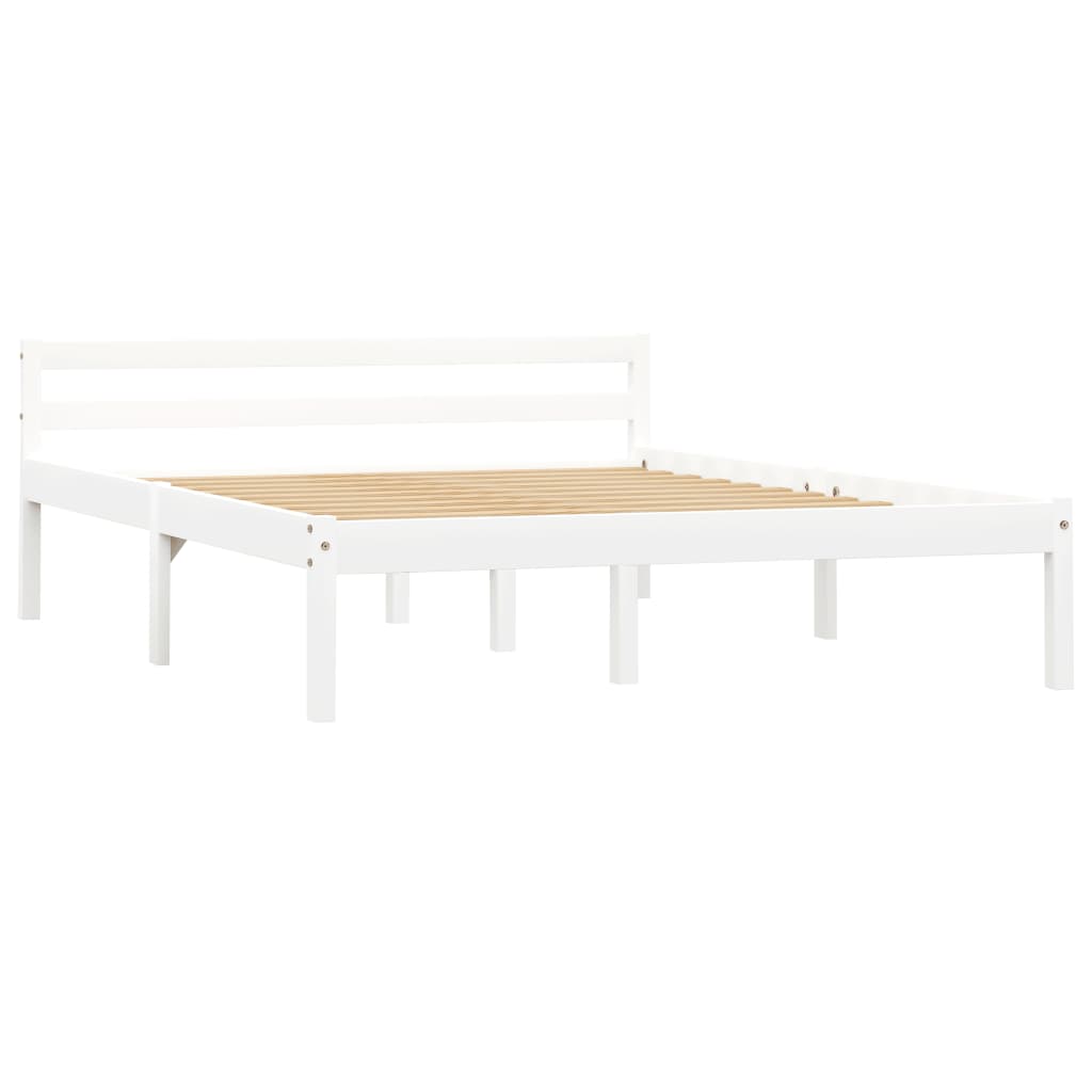 Bed Frame White Solid Pine Wood 140x200 cm- Beds & Bed Frames - HomeShopIreland - Home Shop Ireland - Beds & Bed Frames - Bed Frame White Solid Pine Wood 140x200 cm