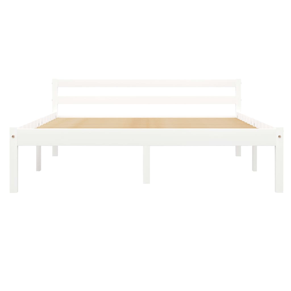 Bed Frame White Solid Pine Wood 140x200 cm- Beds & Bed Frames - HomeShopIreland - Home Shop Ireland - Beds & Bed Frames - Bed Frame White Solid Pine Wood 140x200 cm
