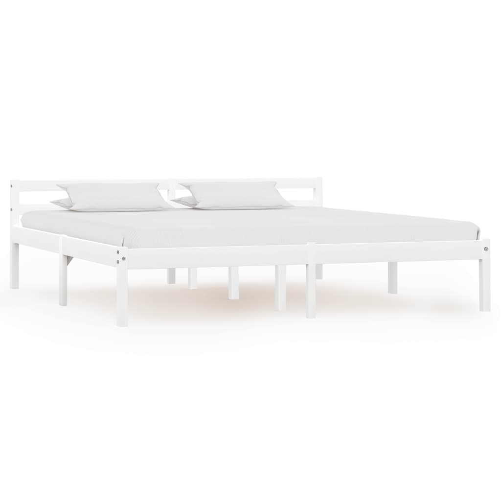 Bed Frame White Solid Pine Wood 160x200 cm- Beds & Bed Frames - HomeShopIreland - Home Shop Ireland - Beds & Bed Frames - Bed Frame White Solid Pine Wood 160x200 cm