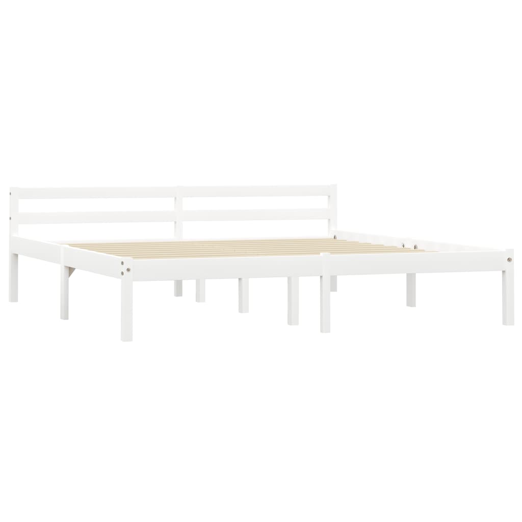 Bed Frame White Solid Pine Wood 160x200 cm- Beds & Bed Frames - HomeShopIreland - Home Shop Ireland - Beds & Bed Frames - Bed Frame White Solid Pine Wood 160x200 cm