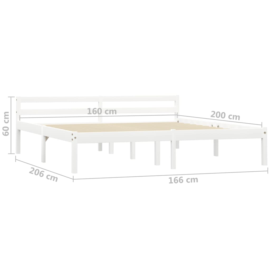 Bed Frame White Solid Pine Wood 160x200 cm- Beds & Bed Frames - HomeShopIreland - Home Shop Ireland - Beds & Bed Frames - Bed Frame White Solid Pine Wood 160x200 cm