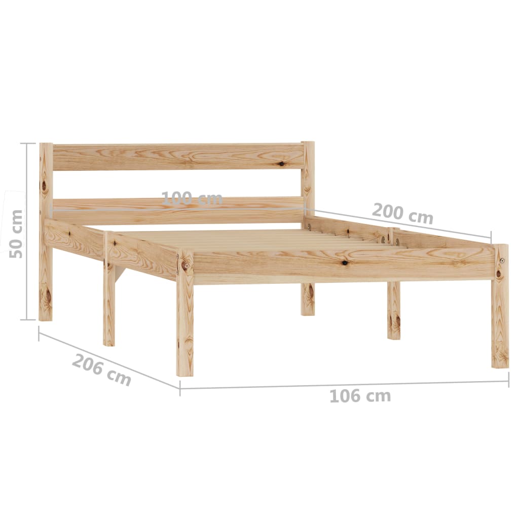 Bed Frame Solid Pine Wood 100x200 cm- Beds & Bed Frames - HomeShopIreland - Home Shop Ireland - Beds & Bed Frames - Bed Frame Solid Pine Wood 100x200 cm
