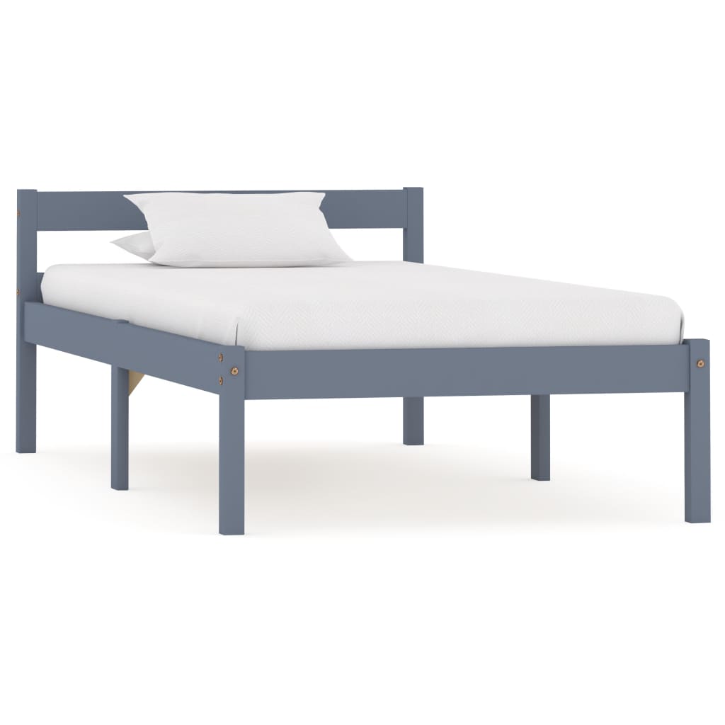 Bed Frame Grey Solid Pine Wood 90x200 cm- Beds & Bed Frames - HomeShopIreland - Home Shop Ireland - Beds & Bed Frames - Bed Frame Grey Solid Pine Wood 90x200 cm