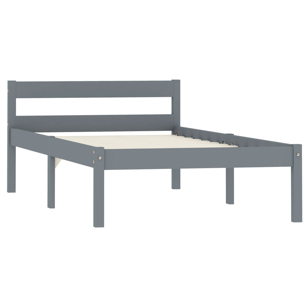 Bed Frame Grey Solid Pine Wood 90x200 cm- Beds & Bed Frames - HomeShopIreland - Home Shop Ireland - Beds & Bed Frames - Bed Frame Grey Solid Pine Wood 90x200 cm