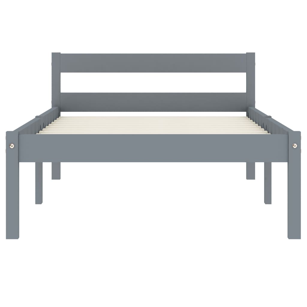 Bed Frame Grey Solid Pine Wood 90x200 cm- Beds & Bed Frames - HomeShopIreland - Home Shop Ireland - Beds & Bed Frames - Bed Frame Grey Solid Pine Wood 90x200 cm