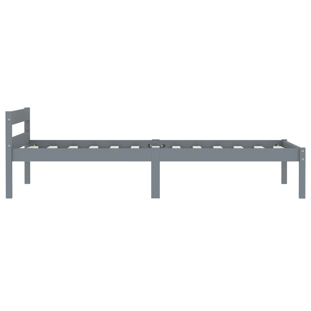 Bed Frame Grey Solid Pine Wood 90x200 cm- Beds & Bed Frames - HomeShopIreland - Home Shop Ireland - Beds & Bed Frames - Bed Frame Grey Solid Pine Wood 90x200 cm
