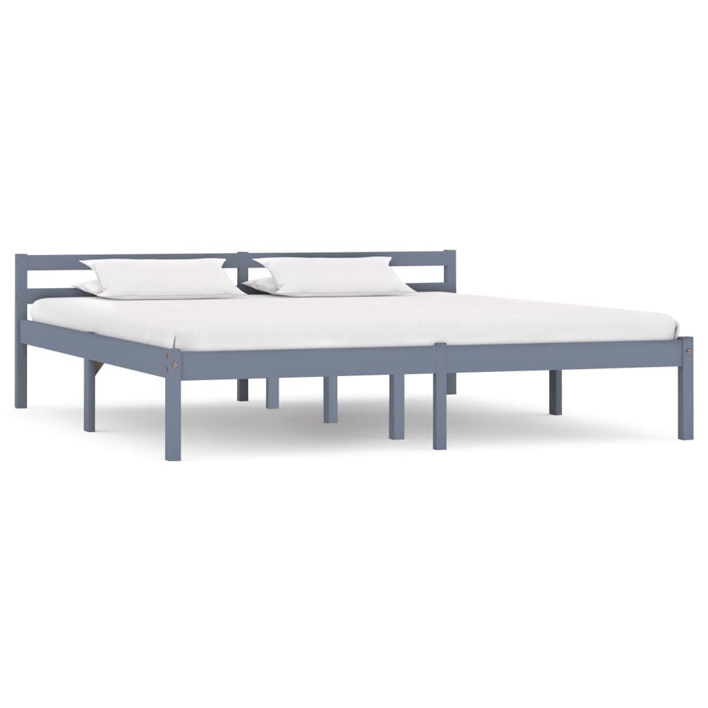 Bed Frame Grey Solid Pine Wood 180x200 cm 6FT Super King- Beds & Bed Frames - HomeShopIreland - Home Shop Ireland - Beds & Bed Frames - Bed Frame Grey Solid Pine Wood 180x200 cm 6FT Super King