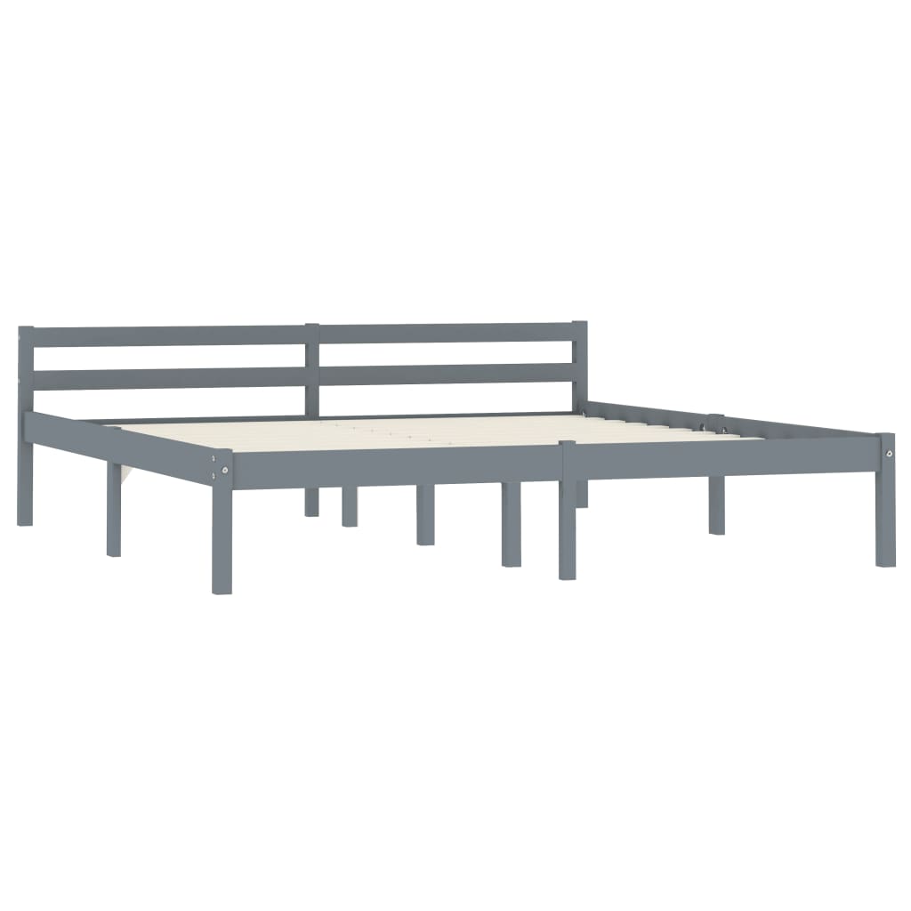 Bed Frame Grey Solid Pine Wood 180x200 cm 6FT Super King- Beds & Bed Frames - HomeShopIreland - Home Shop Ireland - Beds & Bed Frames - Bed Frame Grey Solid Pine Wood 180x200 cm 6FT Super King