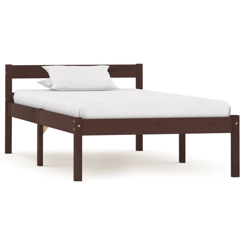 Bed Frame Dark Brown Solid Pine Wood 100x200 cm- Beds & Bed Frames - HomeShopIreland - Home Shop Ireland - Beds & Bed Frames - Bed Frame Dark Brown Solid Pine Wood 100x200 cm