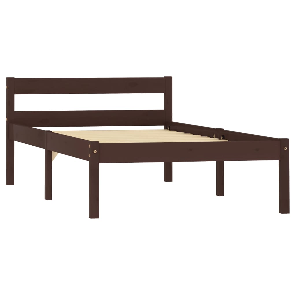Bed Frame Dark Brown Solid Pine Wood 100x200 cm- Beds & Bed Frames - HomeShopIreland - Home Shop Ireland - Beds & Bed Frames - Bed Frame Dark Brown Solid Pine Wood 100x200 cm