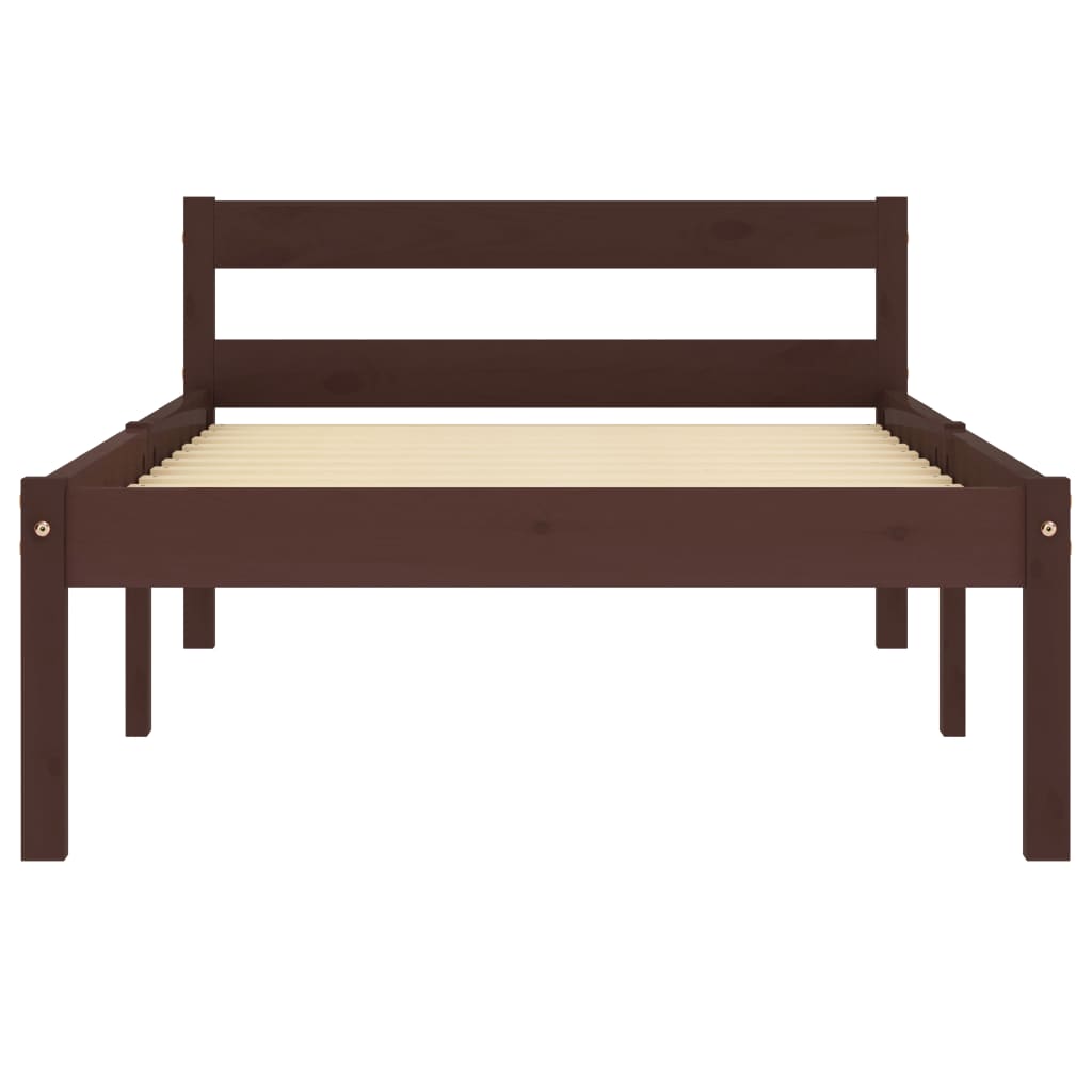 Bed Frame Dark Brown Solid Pine Wood 100x200 cm- Beds & Bed Frames - HomeShopIreland - Home Shop Ireland - Beds & Bed Frames - Bed Frame Dark Brown Solid Pine Wood 100x200 cm