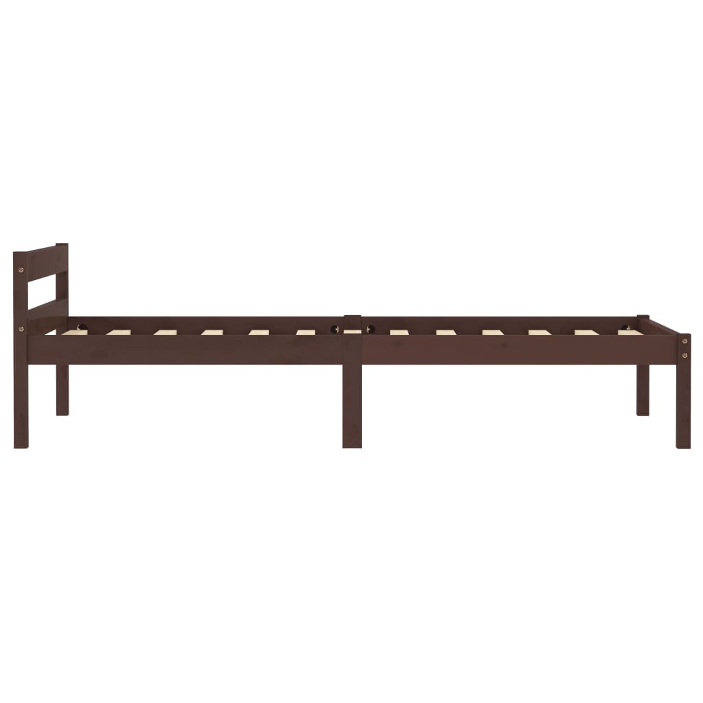 Bed Frame Dark Brown Solid Pine Wood 100x200 cm- Beds & Bed Frames - HomeShopIreland - Home Shop Ireland - Beds & Bed Frames - Bed Frame Dark Brown Solid Pine Wood 100x200 cm